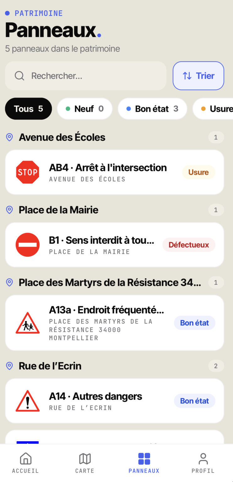 App Signaltek — Inventaire