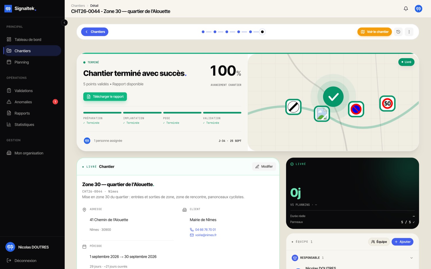 Chantier terminé avec son dossier complet